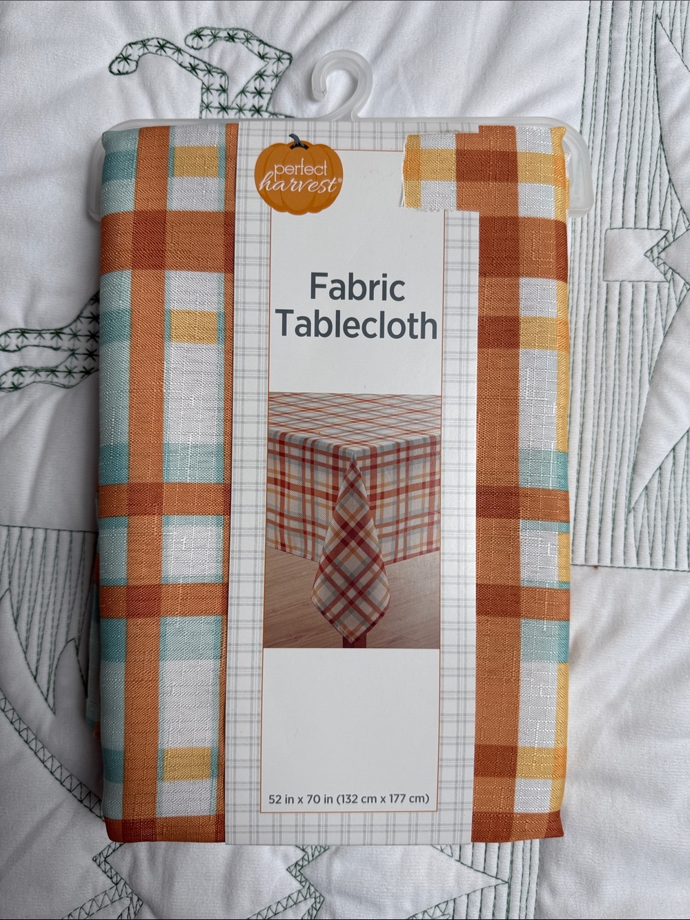 Perfect Harvest Fall Plaid Fabric Tablecloth-52x70 New
